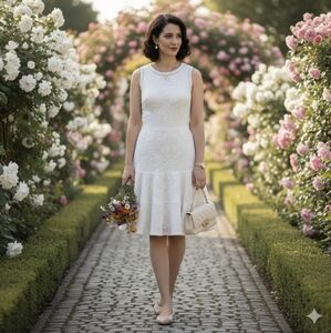 Rebecca Taylor Jacquard Lace Dress 6 White Fit Flare Bridal Romantic Feminine